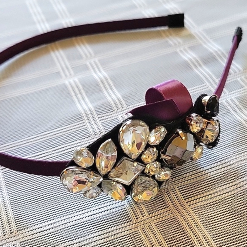 Purple Headband with Rhinestone Embellishments